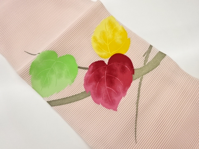 絽綴れ葉模様織出し名古屋帯